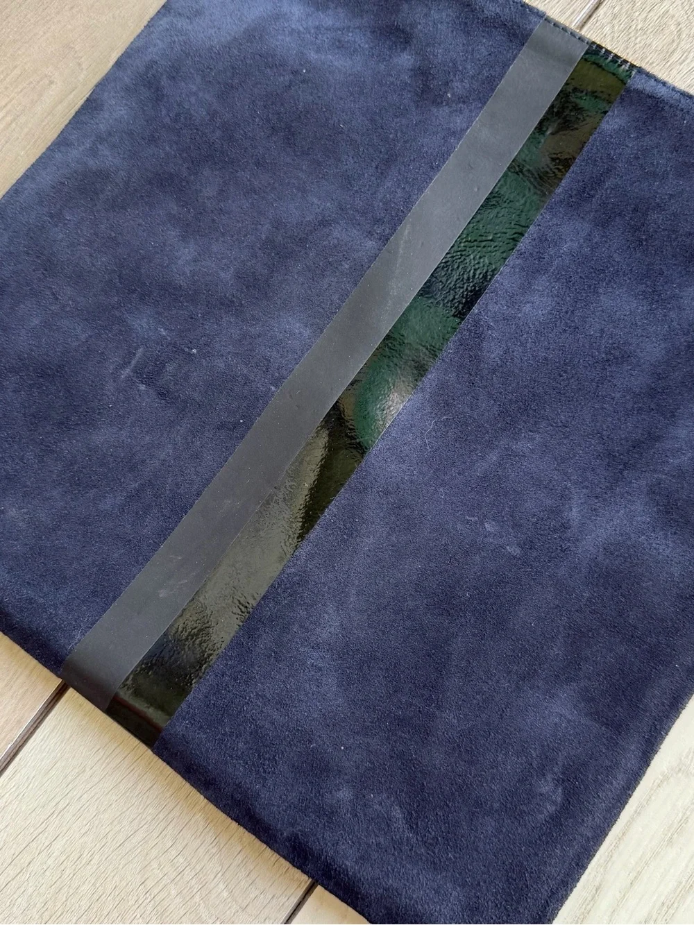 CLARE V. Greta Navy Suede Foldable Clutch Bag